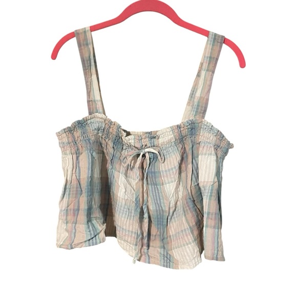 5/$25 American Eagle Plaid Babydoll Crop Tank Cottagecore Y2K L - Picture 2 of 6